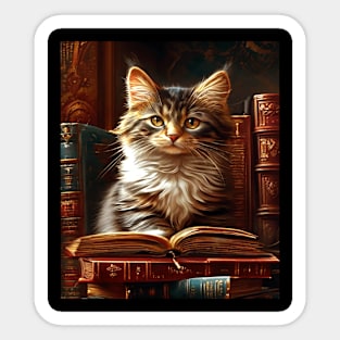 Literary Cat, Image With Animals Sticker